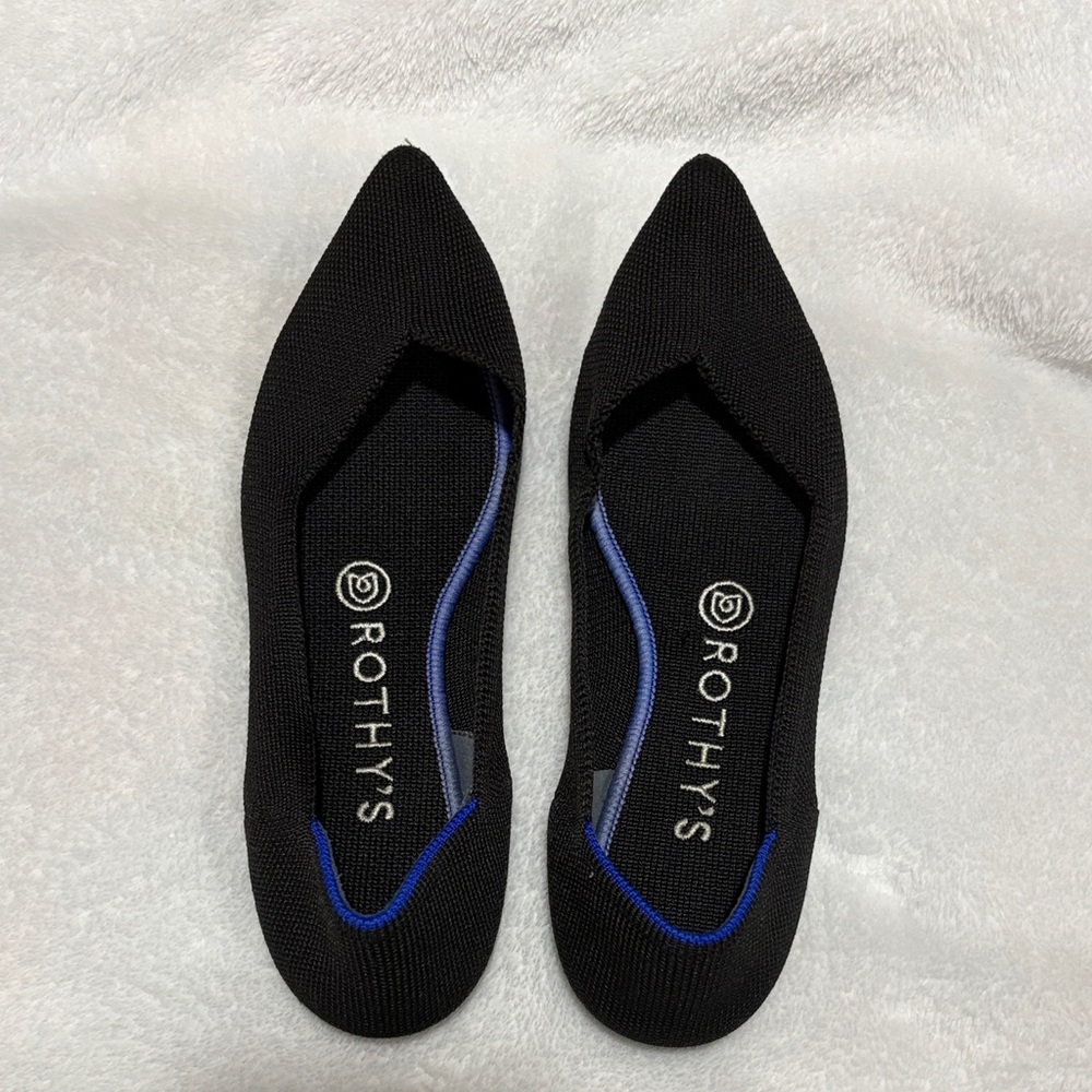 Rothy's Black Flats with Blue Accent